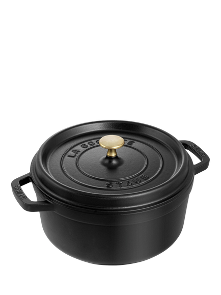 STAUB Cocotte Round Cast Iron Casserole, 28cm, Black