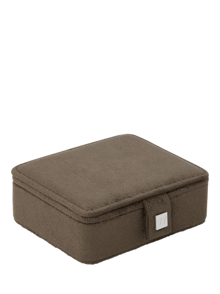 TUTTI Edge Mini Jewellery Box, Mushroom Suede - view 2, Mushroom Suede