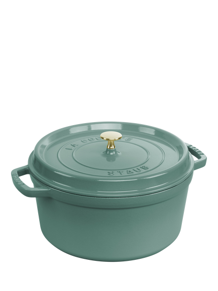 STAUB Cocotte Round Cast Iron Casserole, 28cm, Eucalypthus (green)