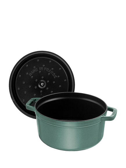 STAUB Cocotte Round Cast Iron Casserole, 28cm - view 2, Eucalypthus (green)