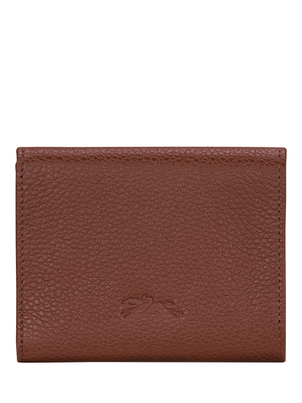 Longchamp Le Foulonné Compact Leather Wallet - view 2, Coffee