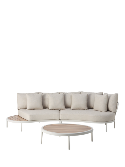 John Lewis OUTLET Lozenge 4-Seater Modular Curved Garden Sofa & Coffee Table Set, Like New, Cream, Cream