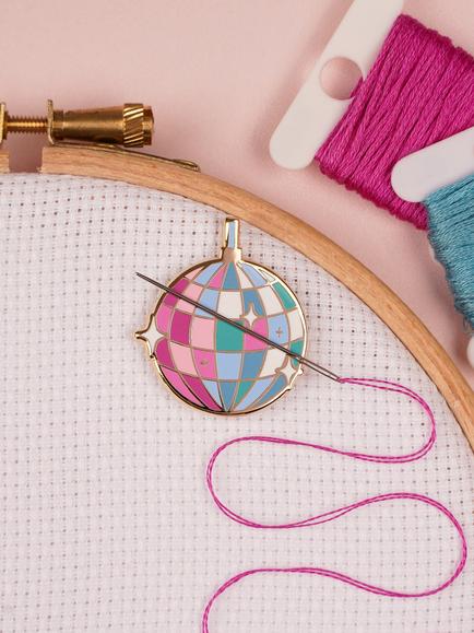 Caterpillar Cross Stitch Mirror Ball Needle Minder - view 2, Multi