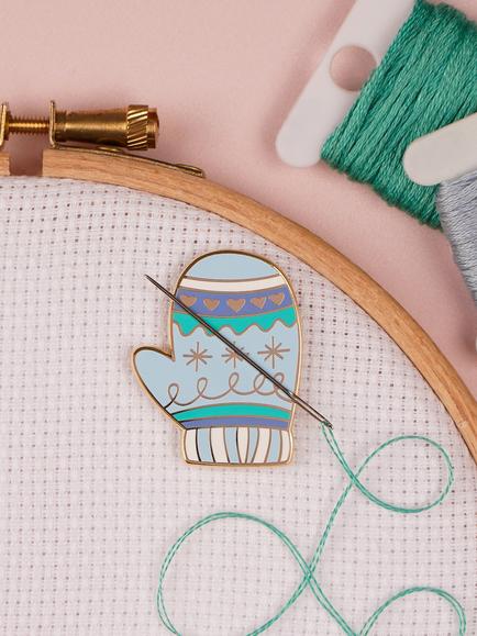 Caterpillar Cross Stitch Mitten Needle Minder - view 2, Multi