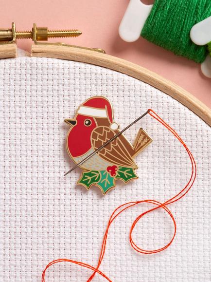 Caterpillar Cross Stitch Robin Needle Minder - view 2, Multi