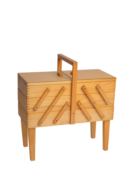 Groves Large Wooden Cantilever Sewing Box, Natural, Natural