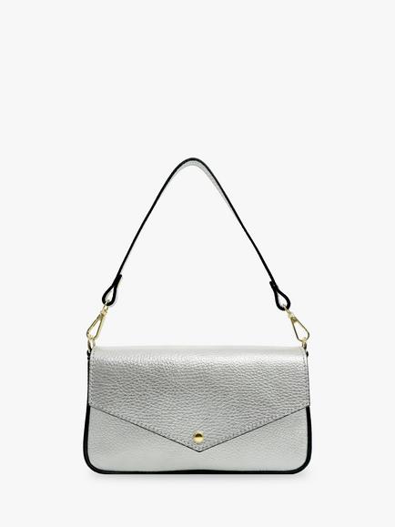 Apatchy London Munro Leather Shoulder Bag, Silver