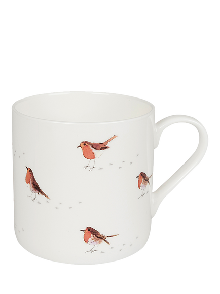 Sophie Allport Robin & Mistletoe Fine Bone China Mug, 425ml, Multi