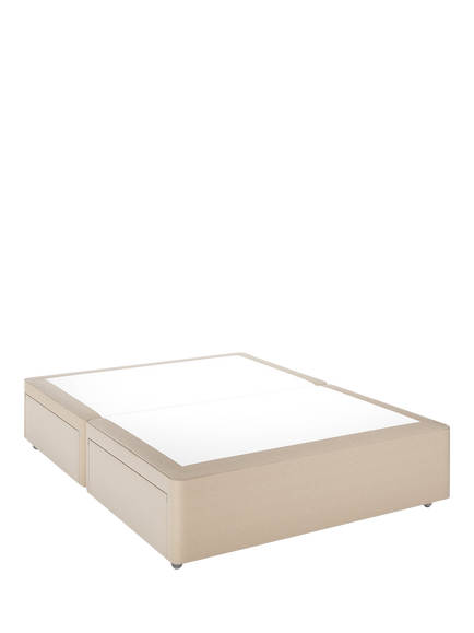 John Lewis OUTLET Non Sprung 4 Drawer Storage Upholstered Divan Base, Double, Like New, Brushed Tweed Beige, Brushed Tweed Beige