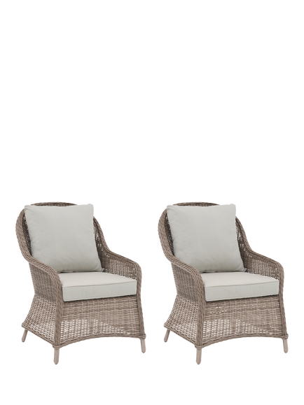 John Lewis OUTLET Rye Woven Rattan Garden Lounging Armchairs, Set of 2, Like New, Natural, Natural Natural