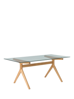 John Lewis OUTLET Poise Rectangular Glass Top Dining Table, Like New, Natural