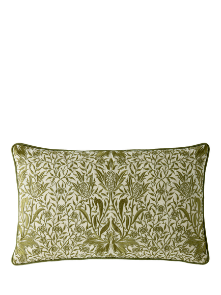 William Morris At Home Bourne Rectangular Cushion, Olive Green