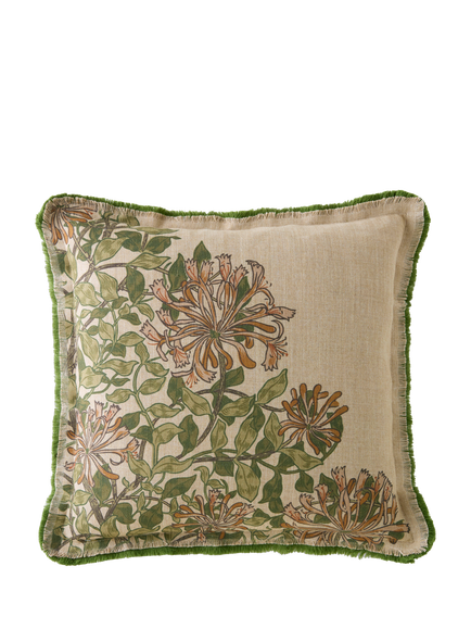 William Morris At Home Honeysuckle Cushion, Natural, Natural Multi