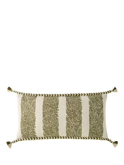 William Morris At Home Love is Enough Rectangular Cushion, Olive Green