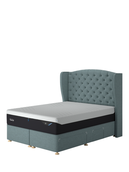 TEMPUR® OUTLET Suffolk Continental 4 Drawer Divan Base, Double, Like New, Teal, Teal