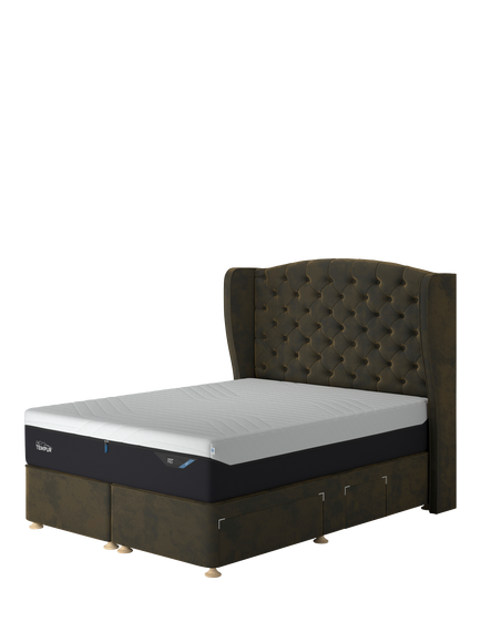 TEMPUR® OUTLET Suffolk Continental 4 Drawer Divan Base, Double, Like New, Olive, Olive