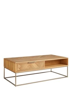 John Lewis OUTLET Estate 2 Drawer Oak Wood Coffee Table, Like New, Natural, Natural Natural