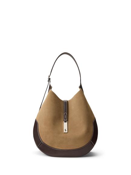 Polo Ralph Lauren ID Collection Medium Suede Shoulder Bag, Clay/Tobacco, Clay/Tobacco