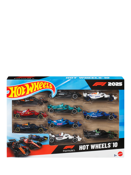 Hot Wheels Formula 1 Cars, Pack of 10, Multi
