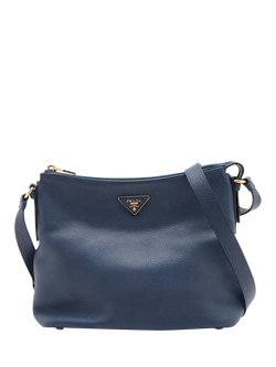 Pre-loved Prada Leather Gold Hardware Shoulder Bag, Blue, Blue