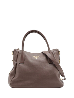 Pre-loved Prada Vitello Daino Leather 2-Way Bag, Brown, Brown