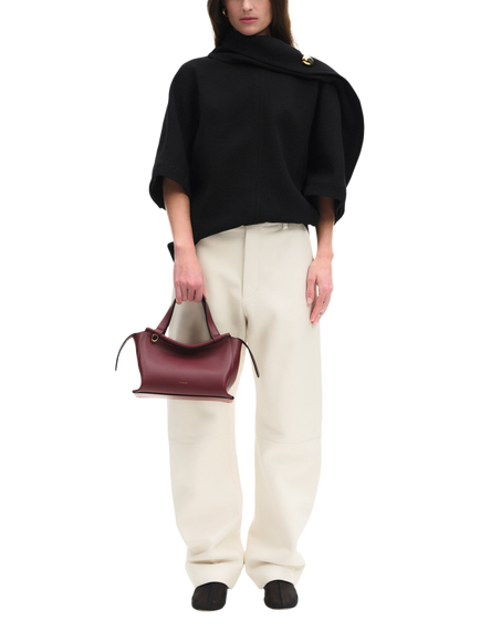 Wandler Ida Leather Tote Bag, Bordeaux - view 2, Bordeaux