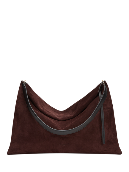 Wandler Penelope Slouchy Shoulder Bag, Acai Suede/Black, Acai Suede/Black