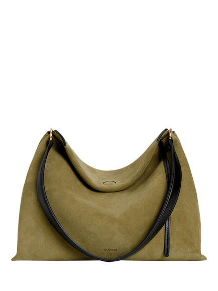 Wandler Penelope Small Tote Bag, Khaki Suede/Black, Khaki Suede/Black