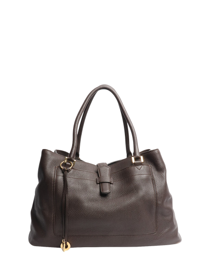 Pre-loved Loro Piana Bellevue Leather Bag, Brown, Brown