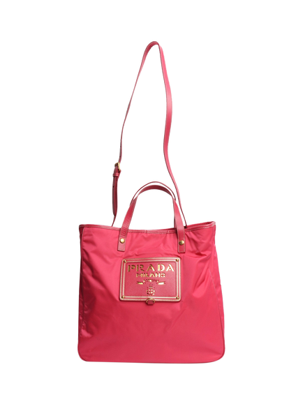Pre-loved Prada Nylon Two-Way Tote Bag, Pink, Pink