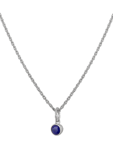 TUTTI Birthstone Lapis Necklace, Silver, September, Silver