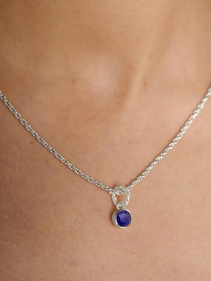 TUTTI Birthstone Lapis Necklace, Silver, September - view 2, Silver
