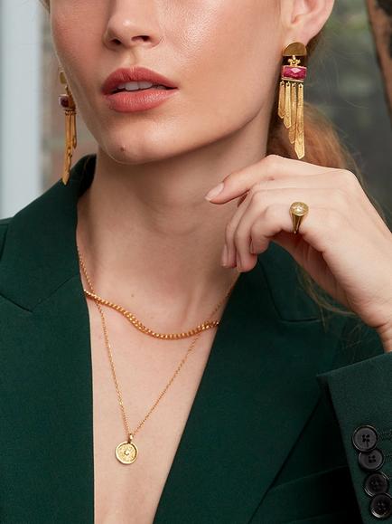 Ottoman Hands Elia Sun Necklace, Gold - view 2, Gold