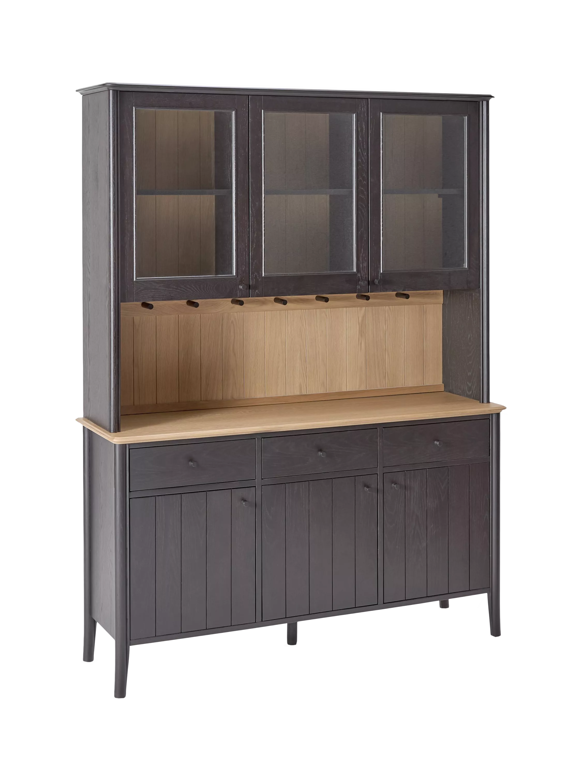 John Lewis OUTLET Stanton 3 Door Glazed Dresser, Like New, Black/Natural