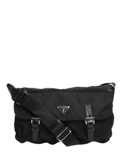 Pre-loved Prada Nylon Silver Hardware Satchel Bag, Black, Black