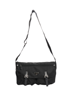 Pre-loved Prada Nylon Silver Hardware Satchel Bag, Black - view 2, Black
