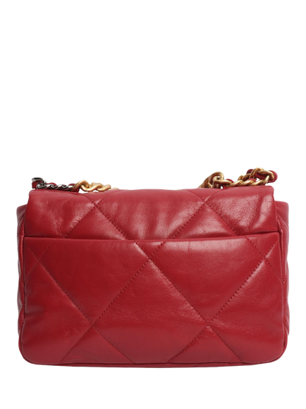 Pre-loved CHANEL 2022 19 Lambskin Quilted Shoulder Bag, Red - view 2, Red