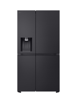 LG OUTLET GSLE91EVAB NatureFRESH Freestanding 65/35 American Style Fridge Freezer, Like New, Black Steel, Black Steel