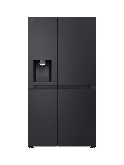 LG OUTLET GSLE91EVAB NatureFRESH Freestanding 65/35 American Style Fridge Freezer, Like New, Black Steel, Black Steel