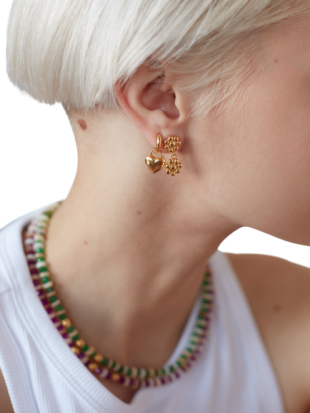 Ottoman Hands Lilia Flower Drop Stud Earrings, Gold - view 2, Gold