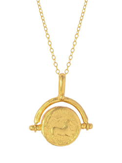 Ottoman Hands Pegasus Spinner Coin Necklace, Gold, Gold