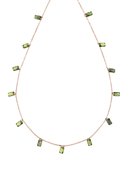 Nina B Tivoli Baguette Necklace, Gold/Green, Gold/Green