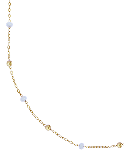 Nina B Tivoli Beaded Necklace, Gold/White - view 2, Gold/White