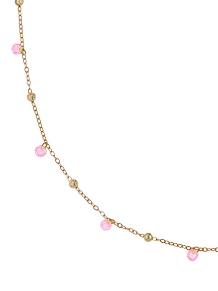 Nina B Tivoli Crystal and Bead Necklace, Gold/Pink - view 2, Gold/Pink