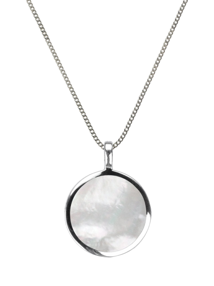 Nina B Circular Pendant Necklace, Silver/White