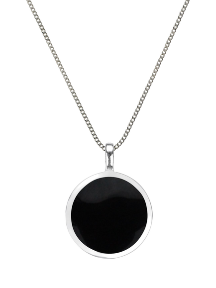 Nina B Circular Pendant Necklace, Silver/Black