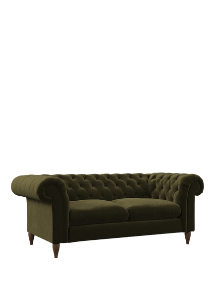 John Lewis OUTLET Cromwell Large 3 Seater Sofa, Dark Leg, Like New, Plush Velvet Dark Khaki, Ec Plush Drk Khaki