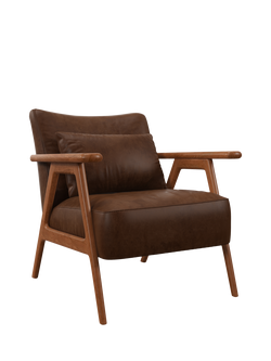 John Lewis OUTLET Hendricks Leather Armchair, Dark Leg, Like New, Premium Cocoa, Premium Cocoa