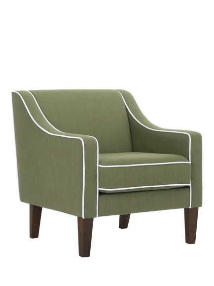 John Lewis OUTLET Marlow Armchair, Dark Leg, Like New, Relaxed Linen Olive Green, Latte Mini Cord