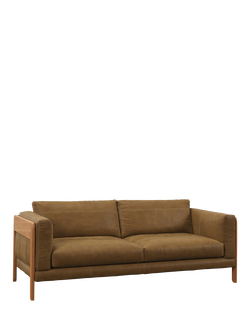John Lewis OUTLET Nest Grand 4 Seater Leather Sofa, Light Leg, Like New, Demetra Light Tan, Demetra Light Tan